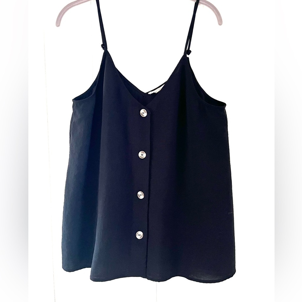 Entro Black Button-Front Camisole, Sz L (P2P 19”)